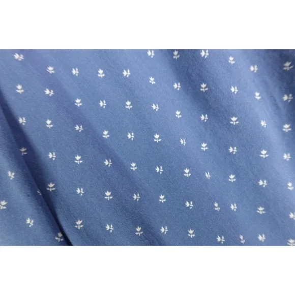 JACHS‎ Girlfriend Blue Shirt L Cottagecore Sleeveless Chambray Floral Blouse - Picture 6 of 6
